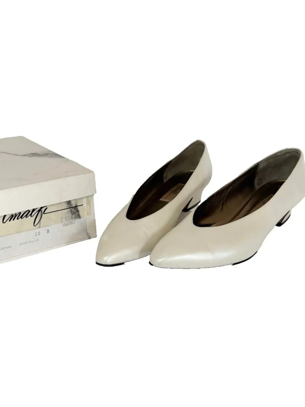 Vintage Amalfi Grand Ivory Cream Leather Pumps Size 10B Italy Pillow Grand - Picture 1 of 10